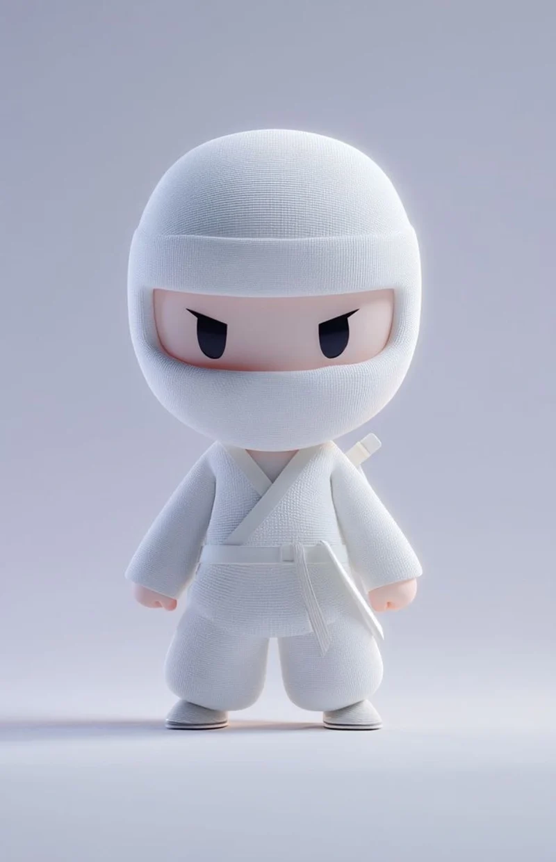 White knitted ninja art toy